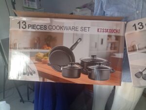 Batterie de cuisine 13 pièces KISSKOUCHI – Casseroles, poêle & ustensiles anti-adhésifs