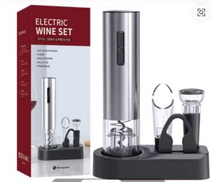 Coffret à vin électrique – Ouvre-bouteille rechargeable + bec verseur, bouchon & coupe-capsule
